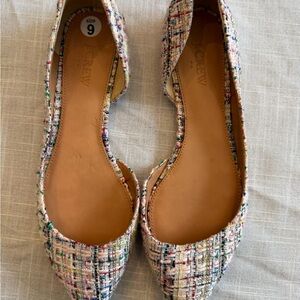 J. Crew Multicolor Tweed Pointed-Toe D'Orsay Flats Size 9